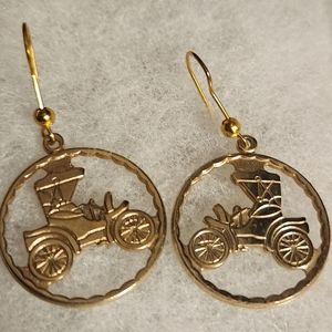 Antique Auto Pierced Earrings - Unusual - Vintage - Perfect